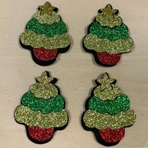 Коледни фигурки от филц - Елхи - 10 бр.